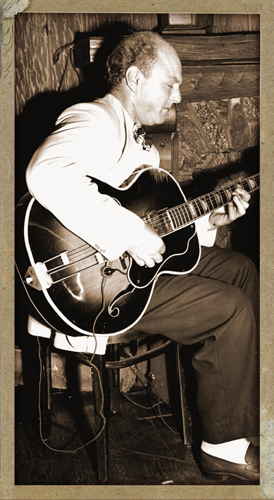 Bauer playing the Epiphone Emperor DeLuxe in 1946.