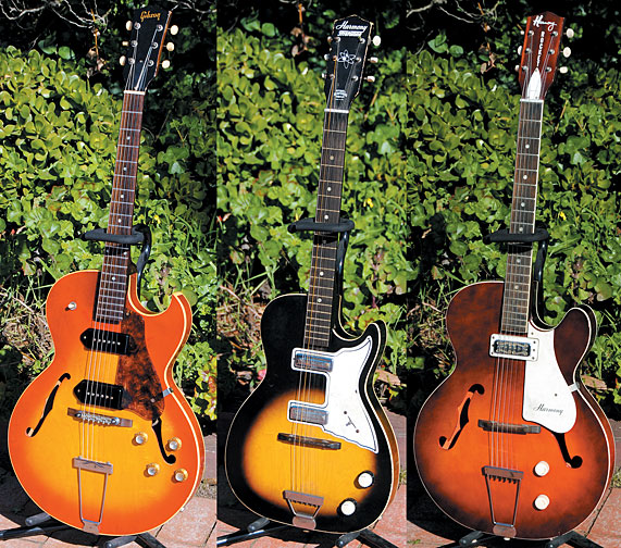Gibson ES-125 TDC. ’58 Harmony Stratotone. Early-’60s Harmony Red Rocket.