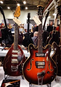 1967 Vox Teardrop Mark VI and 1969 Ovation Tornado at Vintage Guitar Specialists.