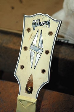 An unfinished holly headstock veneer An unfinished holly headstock veneer