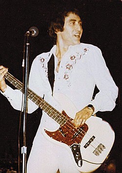 Long onstage with his Jazz Bass during the glory days of the Four Seasons.