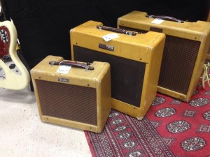 '61 Fender Champ, '52 Deluxe and '56 Deluxe Tweed at Garrett Park Guitars.