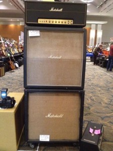'69 Marshall Super Bass head and basket weave '69 slant and '70 straight 4x12 cabs from Tam Eldridge.