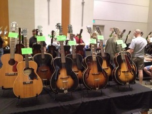 An assortment of '50s acoustics from Harmony, May Bell, Gibson, Cromwell and Vega at Waco Vintage.