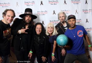 Some of Eddie Trunk's first-place celebrity team with Wendy Dio. From left: Eddie Trunk, Damon Fox, Rock Feinstein, Wendy Dio, John 5, and Tom Morello. Photo by Gene Kirkland.