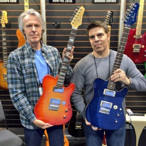 Feast your eyes on the Gemini Series from Buzz Feiten #Guitars! #NAMM2015 #gemini #vintageguitar #buzzfeitenguitars #guitar #guitarlove #NAMMshow — in Anaheim, California.
