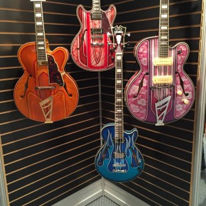 The details on the D'Angelico Guitars Art Deco Series are not to be missed! Custom painted by select #artists, only 14 of these #guitars are made and the given exclusively to top #dangelicoguitars dealers. #VintageGuitar #NAMM2015 #NAMM15 #NAMMshow #guitarlove — in Anaheim, California.