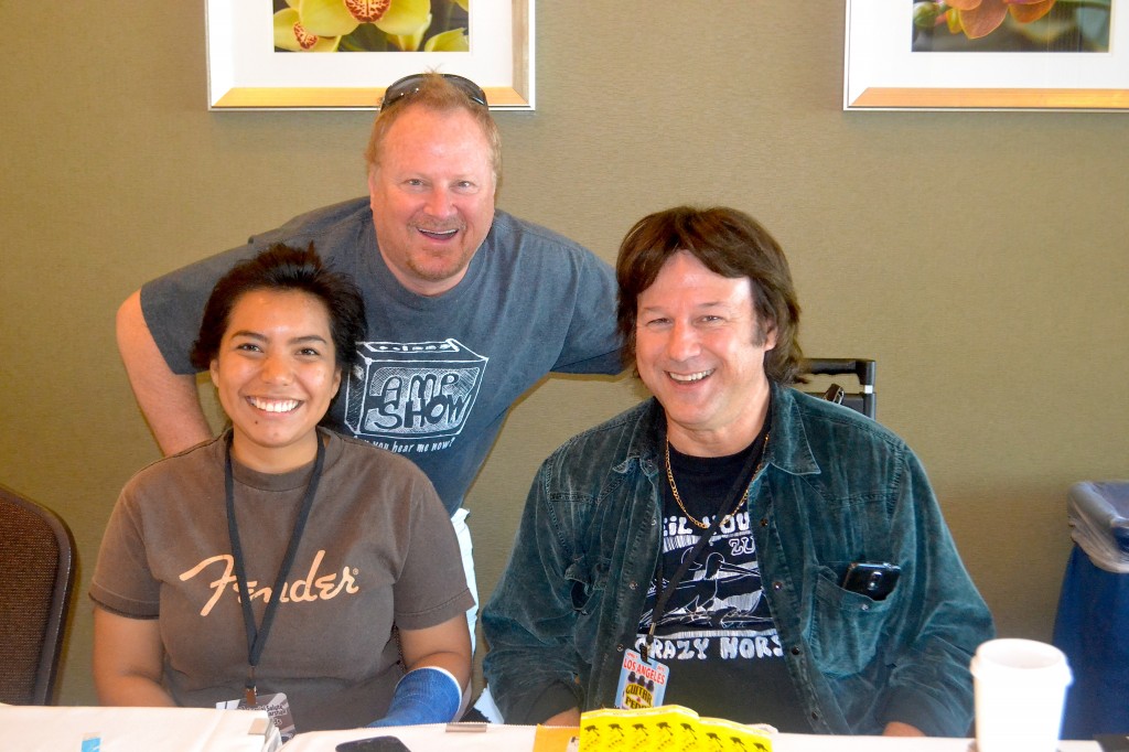 Pedal Expo staff Sarah Solis (left), Jeff Frazin, and Dennis Snyder.