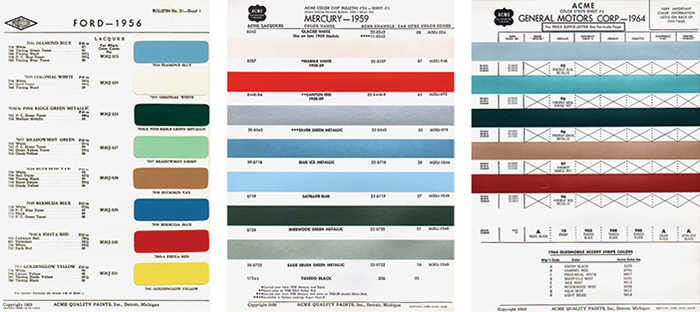 1957 Cadillac Color Chart