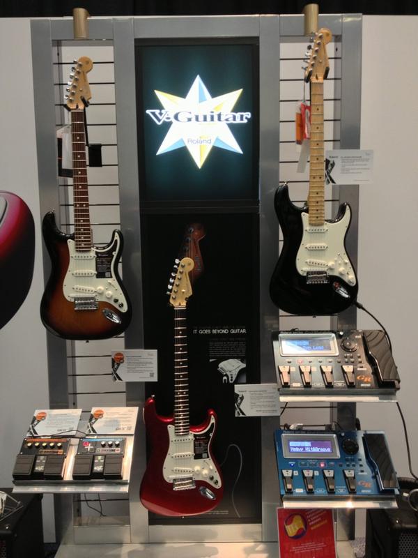 G-5A VG Stratocaster. GR-55 Guitar Synth. GC-1 GK Strat. V Guitar distortion, space. GR-55 Guitar Synth at the Roland booth.