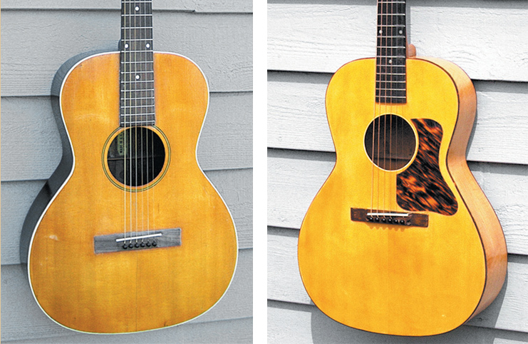 (LEFT) An early-’30s flat-top, made by Gibson specifically for export. (RIGHT) The Kalamazoo KG-12 Oriole.