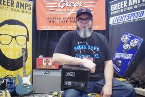 Nick Greer with his hand-built amps and pedals.