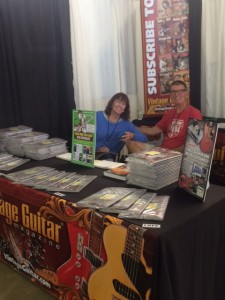 Gil and Janie Hembree at the freshly assembled VG booth at the 39th Annual Dallas Int'l Guitar Festival.