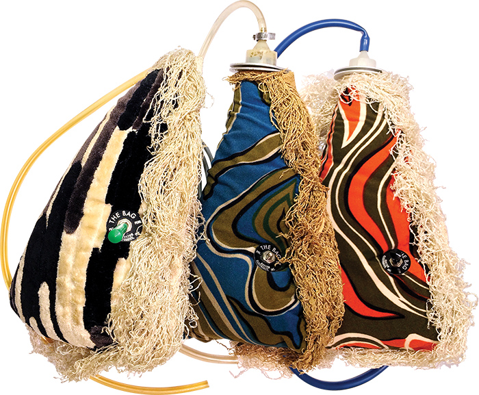 The Bag was available in an array of mod fabric coverings.