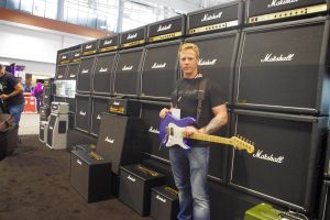 Steven Smith in front of the Wall of Marshall. A staple at the L.A. show, this was the Wall’s first appearance at Summer NAMM.