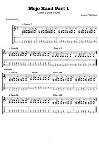 Tom Feldman Lightnin' Hopkins’ Mojo Hand Lesson 6 Tab