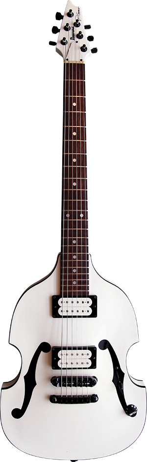 A Japan-only limited model from the ’90s, this violin-shaped guitar is influenced by Paul McCartney’s “Beatle bass” and has DiMarzio Super Distortion pickups.