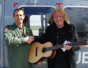 Paul Brett and Jamie2 Vintage, Paul Brett donate guitar to RAF squadron.