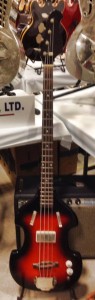 Rare '60s longscale Supro bass at Kummer's Vintage.