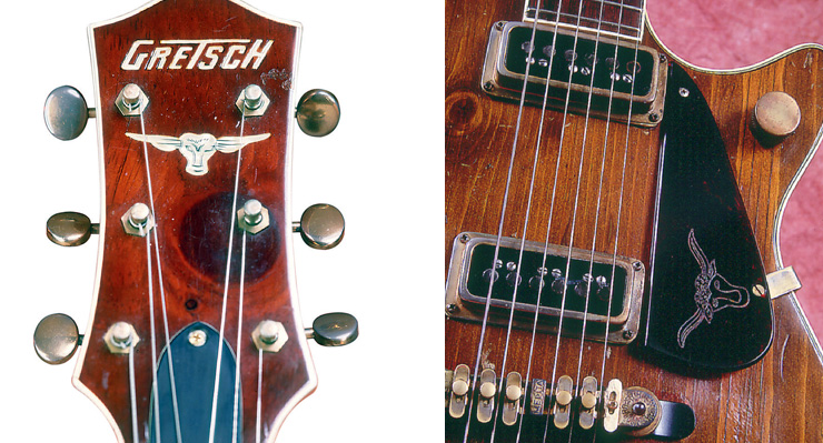 (LEFT) The knotty pine headstock overlay from the ’54 Round-Up.