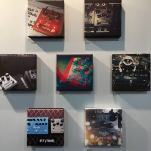 Are you Instagramming your #Strymon? Your pic could become art in their next trade show booth, as seen at#NAMM2015! #StrymonEngineering #vintageguitar#NAMM #NAMMshow #guitargear #NAMM15 — inAnaheim, California.