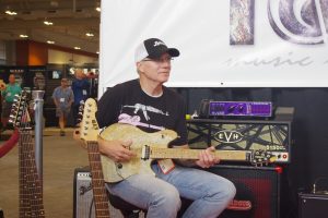 Chris Poland helped showcase Floyd Rose’s new Granite Stone Tone sustain enhancer.