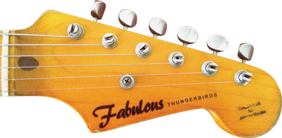 The headstock of Johnny Moeller’s Nashguitar S offers a twist on a familiar logo.