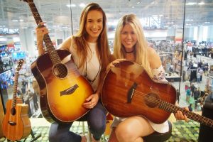 Taylor displayed a number of Custom models including these being given a test-run by Andrea Crisalli and Dominique Ruiz, who perform as Dixie Jade.
