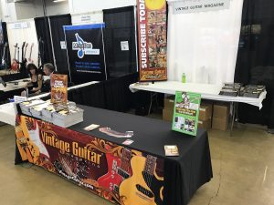 The Vintage Guitar Magazine booth at the Dallas International Guitar Show