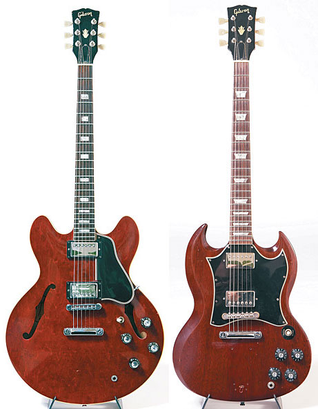 VERHEYEN-GIBSON-02-03 ’65 Gibson ES-335. This ’66 Gibson SG was Verheyen’s first guitar
