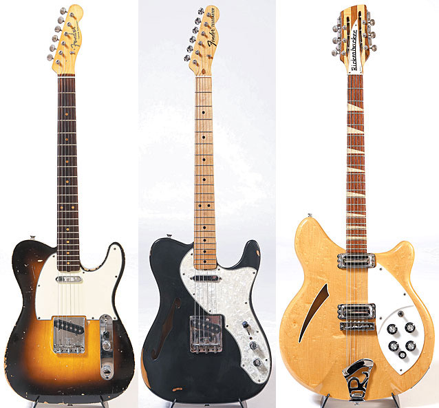 VERHEYEN-GIBSON-08-09-10 Verheyen prefers this 1960 Telecaster Custom for “swampy” things, like claw-picking a la Jerry Reed. Verheyen says this 1970 Fender Telecaster Thinline makes a great jazz guitar when it has heavier strings. This ’67 Rickenbacker 360/12 is part of Verheyen’s collection due to the influence of The Byrds. “(Their) guitar sound still jumps out of the radio at me; they inspired me as a kid, so I had to have a Rick 12.”