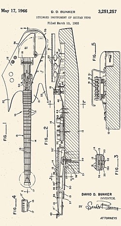 Patent drawing for the Bunker Pro-Bass, dated May 17, 1966.