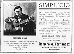 Advertisement from the July, 1926, issue of the Revista Tárrega.