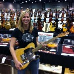 Cathy from Jim’s Guitars with one of Danny Gatton’s Telecasters