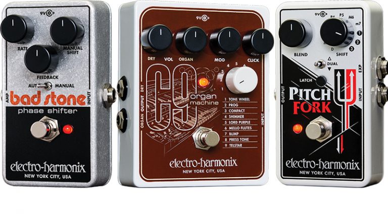 EHX’s Bad Stone Phase Shifter, C9 Organ Machine, and Pitch Fork Polyphonic Pitch Shifter