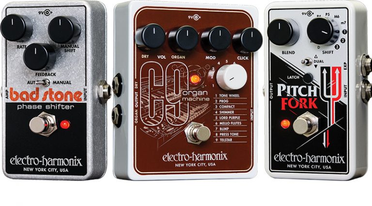 EHX’s Bad Stone Phase Shifter, C9 Organ Machine, and Pitch Fork Polyphonic Pitch Shifter EHX’s Bad Stone Phase Shifter, C9 Organ Machine, and Pitch Fork Polyphonic Pitch Shifter
